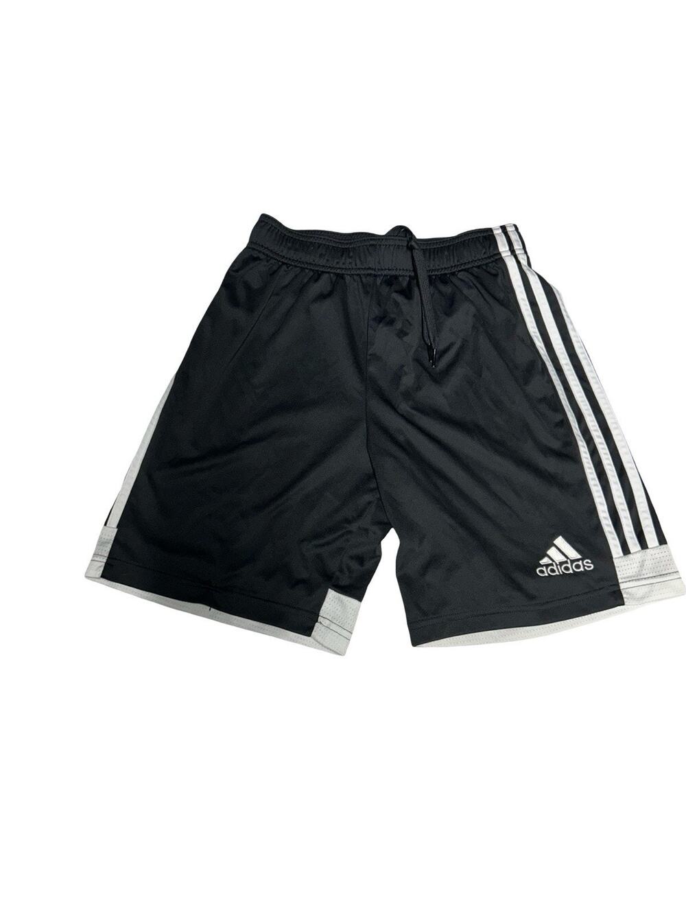 Adidas Youth Large Black Athletic Soccer Shorts 3 Stripe Drawstring Kids Size L